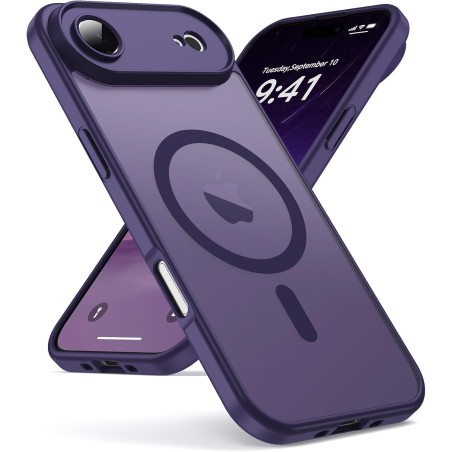 Oududianzi-Coque pour iPhone Air Compatible avec MagSafe Magnétique, Housse de Arrière Translucide Givrée PC, TPU Silicone Bumpe