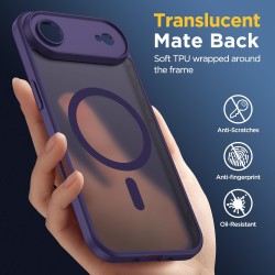 Oududianzi-Coque pour iPhone Air Compatible avec MagSafe Magnétique, Housse de Arrière Translucide Givrée PC, TPU Silicone Bumpe