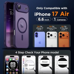 Oududianzi-Coque pour iPhone Air Compatible avec MagSafe Magnétique, Housse de Arrière Translucide Givrée PC, TPU Silicone Bumpe