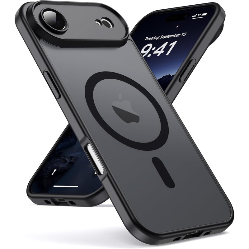 Oududianzi-Coque pour iPhone Air Compatible avec MagSafe Magnétique, Housse de Arrière Translucide Givrée PC, TPU Silicone Bumpe