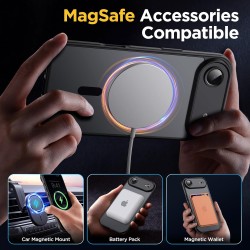 Oududianzi-Coque pour iPhone Air Compatible avec MagSafe Magnétique, Housse de Arrière Translucide Givrée PC, TPU Silicone Bumpe