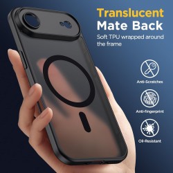 Oududianzi-Coque pour iPhone Air Compatible avec MagSafe Magnétique, Housse de Arrière Translucide Givrée PC, TPU Silicone Bumpe