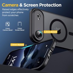 Oududianzi-Coque pour iPhone Air Compatible avec MagSafe Magnétique, Housse de Arrière Translucide Givrée PC, TPU Silicone Bumpe