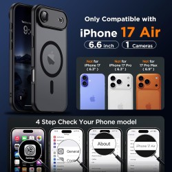 Oududianzi-Coque pour iPhone Air Compatible avec MagSafe Magnétique, Housse de Arrière Translucide Givrée PC, TPU Silicone Bumpe