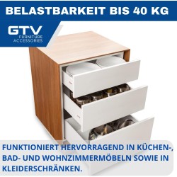 GTV - Système de Tiroirs Axis Pro, Ensemble de Tiroirs, Extraction Totale, Amortissement Intégré, Charge 40 kg, Tiroir Coulissan