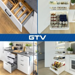 GTV - Système de Tiroirs Axis Pro, Ensemble de Tiroirs, Extraction Totale, Amortissement Intégré, Charge 40 kg, Tiroir Coulissan