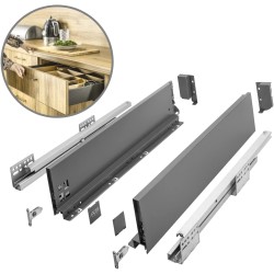 GTV - Système de Tiroirs Axis Pro, Ensemble de Tiroirs, Extraction Totale, Amortissement Intégré, Charge 40 kg, Tiroir Coulissan
