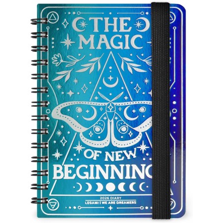 Legami - Agenda hebdomadaire Spiralata Small 2026, Moth, Special Edition, 12 mois petit, fermeture avec élastique, journal de ja