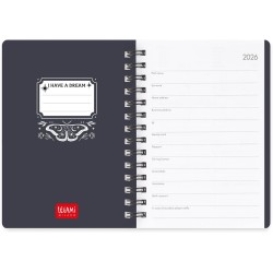 Legami - Agenda hebdomadaire Spiralata Small 2026, Moth, Special Edition, 12 mois petit, fermeture avec élastique, journal de ja
