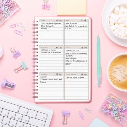 Agenda hebdomadaire non daté - Format A5 - Planning hebdomadaire avec liste de tâches - Large zone de notes - 52 feuilles en fra