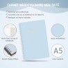 Agenda hebdomadaire non daté - Format A5 - Planning hebdomadaire avec liste de tâches - Large zone de notes - 52 feuilles en fra