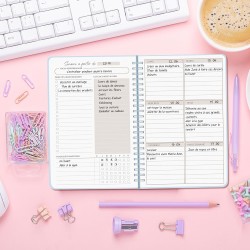 Agenda hebdomadaire non daté - Format A5 - Planning hebdomadaire avec liste de tâches - Large zone de notes - 52 feuilles en fra