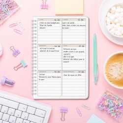 Agenda hebdomadaire non daté - Format A5 - Planning hebdomadaire avec liste de tâches - Large zone de notes - 52 feuilles en fra