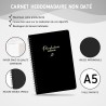 Agenda hebdomadaire non daté - Format A5 - Planning hebdomadaire avec liste de tâches - Large zone de notes - 52 feuilles en fra