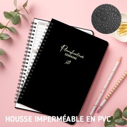 Agenda hebdomadaire non daté - Format A5 - Planning hebdomadaire avec liste de tâches - Large zone de notes - 52 feuilles en fra