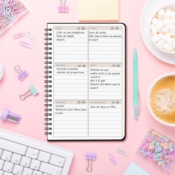 Agenda hebdomadaire non daté - Format A5 - Planning hebdomadaire avec liste de tâches - Large zone de notes - 52 feuilles en fra
