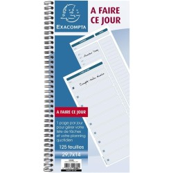 Exacompta - Réf. 5380E - 1 carnet spiralé "A faire ce jour" - avec liste des tâches en page droite et planning horaire en page d