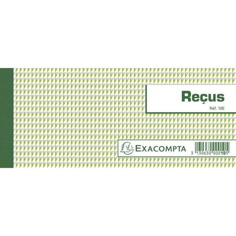 Exacompta - Réf. 10E - 1 Carnet à souche REÇUS - 50 feuillets papier chèque amagnétique 95g/m2 Clairefontaine - Chaque feuillet 