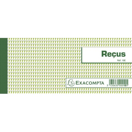 Exacompta - Réf. 10E - 1 Carnet à souche REÇUS - 50 feuillets papier chèque amagnétique 95g/m2 Clairefontaine - Chaque feuillet 
