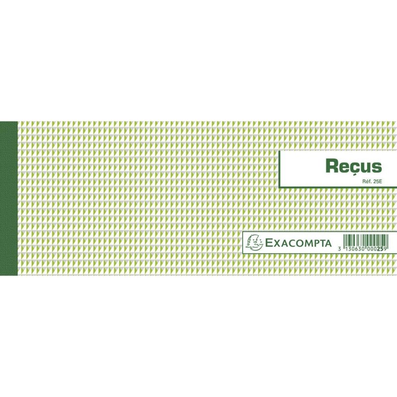 Exacompta - Réf. 25E - 1 Carnet à souche REÇUS - 50 feuillets papier chèque amagnétique 95g/m2 Clairefontaine - Chaque feuillet 