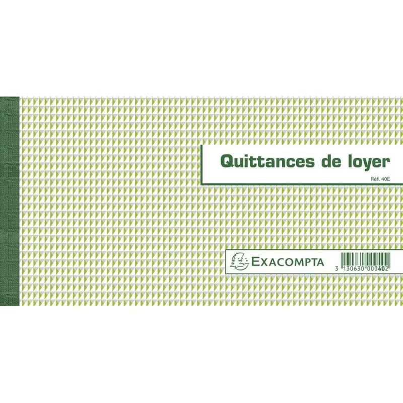 Exacompta - Réf. 40E - 1 "Carnet à souche QUITTANCES DE LOYER - 50 feuillets papier chèque amagnétique 95g/m2 Clairefontaine - C