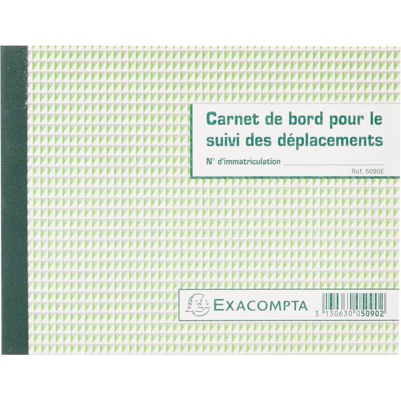 Exacompta - Réf. 5090E - 1 carnet de bord pour le suivi des déplacements - 64 pages - permet de consigner l'identité du conducte