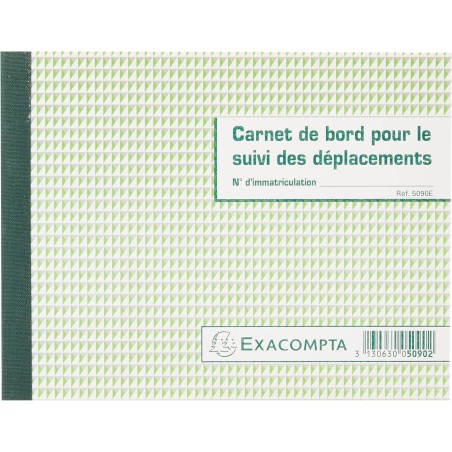 Exacompta - Réf. 5090E - 1 carnet de bord pour le suivi des déplacements - 64 pages - permet de consigner l'identité du conducte