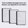Rocketbook Fusion Agenda Non Daté Réutilisable, Taille Executive 15 cm x 22,4 cm, Bleu Marine - Objectifs, Calendrier Mensuel et