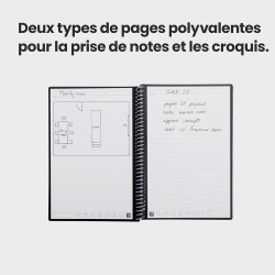 Rocketbook Fusion Agenda Non Daté Réutilisable, Taille Executive 15 cm x 22,4 cm, Noir - Objectifs, Calendrier Mensuel et Hebdom
