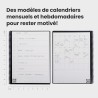 Rocketbook Fusion Agenda Non Daté Réutilisable, Taille Letter 21 cm x 29,7 cm, Bleu Clair - Objectifs, Calendrier Mensuel et Heb