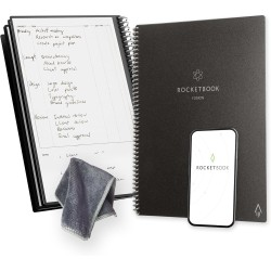 Rocketbook Fusion Agenda Non Daté Réutilisable, Taille Letter 21 cm x 29,7 cm, Noir - Objectifs, Calendrier Mensuel et Hebdomada