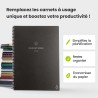 Rocketbook Fusion Agenda Non Daté Réutilisable, Taille Letter 21 cm x 29,7 cm, Noir - Objectifs, Calendrier Mensuel et Hebdomada