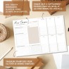Bloc planificateur hebdomadaire A4 sans date fixe (50 pages), calendrier avec aperçu hebdomadaire et suivi des habitudes pour le