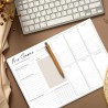 Bloc planificateur hebdomadaire A4 sans date fixe (50 pages), calendrier avec aperçu hebdomadaire et suivi des habitudes pour le