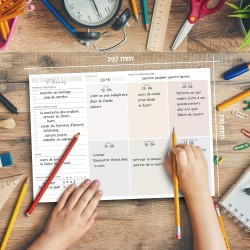 Bloc planificateur hebdomadaire A4 sans date fixe (50 pages), calendrier avec aperçu hebdomadaire et suivi des habitudes pour le