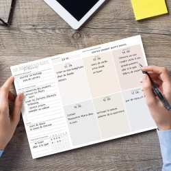 Bloc planificateur hebdomadaire A4 sans date fixe (50 pages), calendrier avec aperçu hebdomadaire et suivi des habitudes pour le