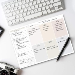 Bloc planificateur hebdomadaire A4 sans date fixe (50 pages), calendrier avec aperçu hebdomadaire et suivi des habitudes pour le