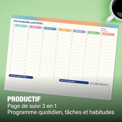 Lot de 50 feuilles de planificateur hebdomadaire A4 29,7 x 21 cm - Sous-main de bureau - Liste des tâches - Suivi des habitudes 