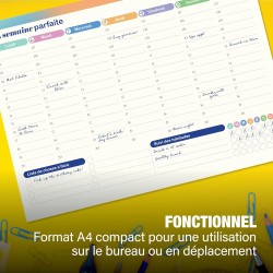 Lot de 50 feuilles de planificateur hebdomadaire A4 29,7 x 21 cm - Sous-main de bureau - Liste des tâches - Suivi des habitudes 