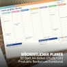 Lot de 50 feuilles de planificateur hebdomadaire A4 29,7 x 21 cm - Sous-main de bureau - Liste des tâches - Suivi des habitudes 