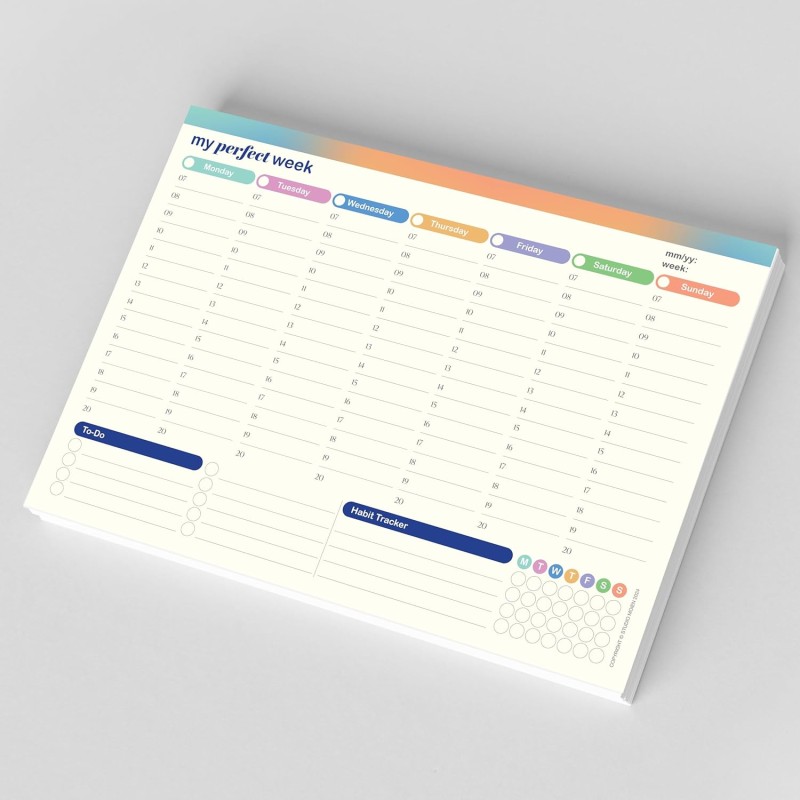 Lot de 50 feuilles de planificateur hebdomadaire A4 29,7 x 21 cm - Sous-main de bureau - Liste des tâches - Suivi des habitudes 