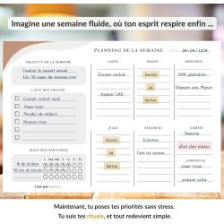 Planner Français de productivité, Semainier, Planning annuel mensuel journalier,agenda non daté, coffret cadeau stickers affirma