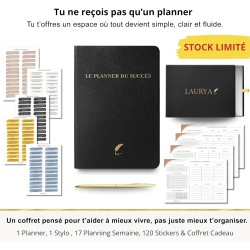 Planner Français de productivité, Semainier, Planning annuel mensuel journalier,agenda non daté, coffret cadeau stickers affirma