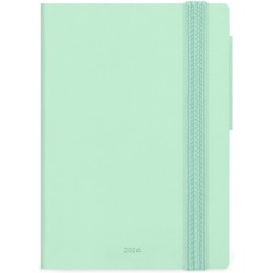 LEGAMI - Agenda hebdomadaire petit 2026, Pastel Mint, 12 mois petit, fermeture avec élastique, journal de janvier 2026 à décembr
