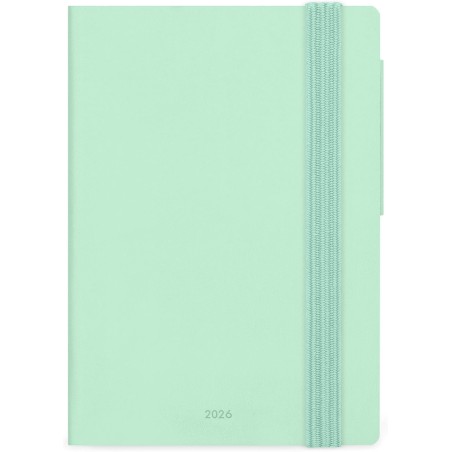 LEGAMI - Agenda hebdomadaire petit 2026, Pastel Mint, 12 mois petit, fermeture avec élastique, journal de janvier 2026 à décembr