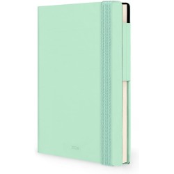 LEGAMI - Agenda hebdomadaire petit 2026, Pastel Mint, 12 mois petit, fermeture avec élastique, journal de janvier 2026 à décembr