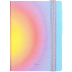 LEGAMI - Agenda hebdomadaire Mini 2026, Aura, édition spéciale, 12 mois Mini, carnet d'adresses inclus, fermeture avec élastique