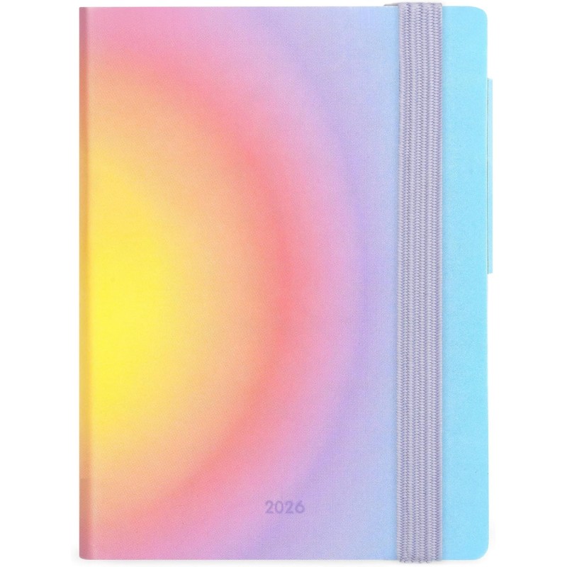 LEGAMI - Agenda hebdomadaire Mini 2026, Aura, édition spéciale, 12 mois Mini, carnet d'adresses inclus, fermeture avec élastique