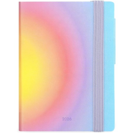 LEGAMI - Agenda hebdomadaire Mini 2026, Aura, édition spéciale, 12 mois Mini, carnet d'adresses inclus, fermeture avec élastique