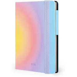 LEGAMI - Agenda hebdomadaire Mini 2026, Aura, édition spéciale, 12 mois Mini, carnet d'adresses inclus, fermeture avec élastique